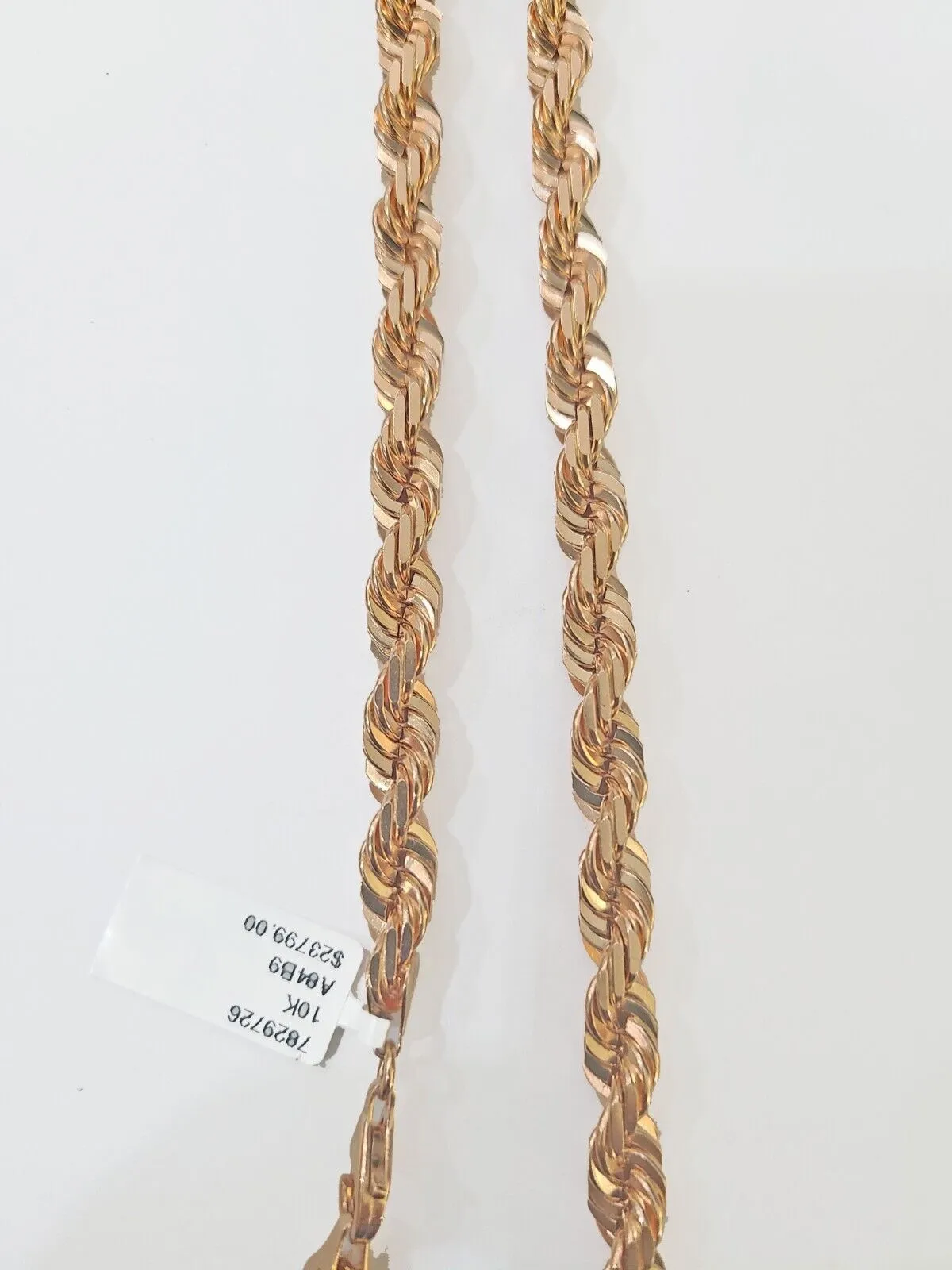 10k 7mm Solid Rose Gold Rope Chain Necklace 22" Inches with Diamond Cut