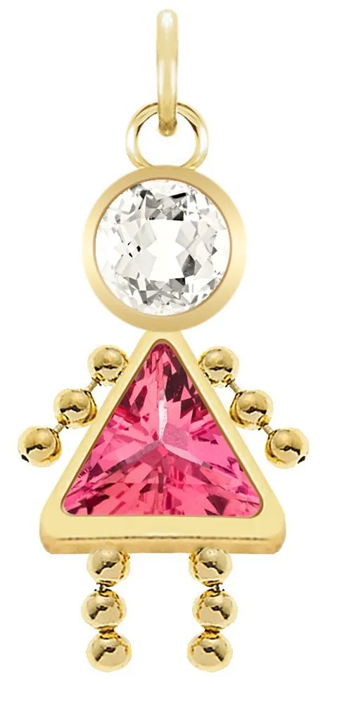 14k Yellow Gold Birthstone Boy or Girl Kids Child Pendant Charm Necklace