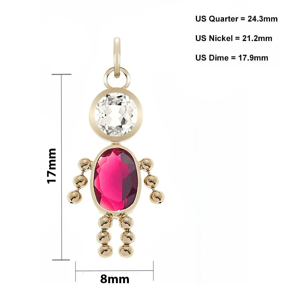14k Yellow Gold Birthstone Boy or Girl Kids Child Pendant Charm Necklace