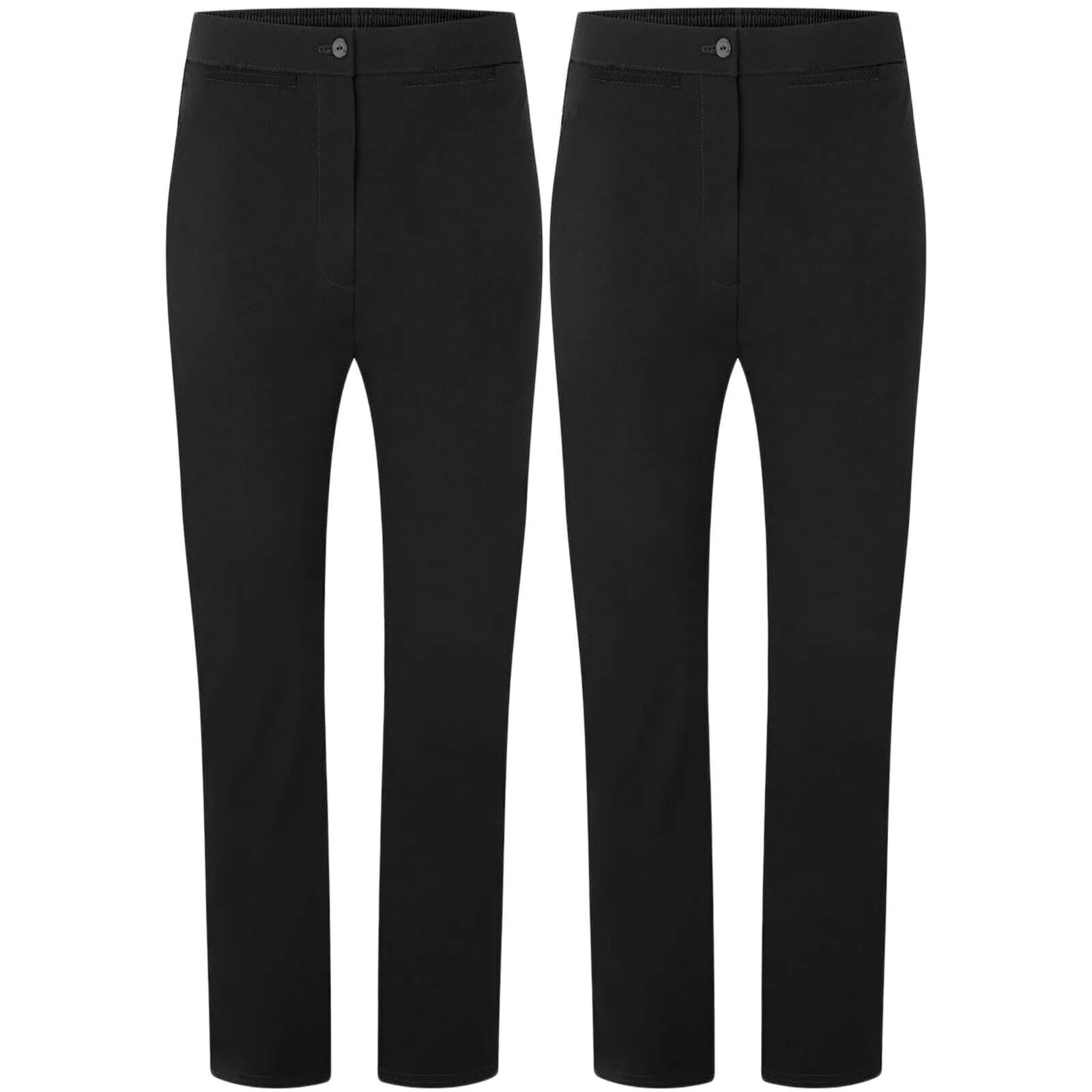 2 Pack Girls Half Elastic Pull Up School Sturdy Plus Fit Comfy Trousers Durable Uniform Pants-Girls School Pants in 2-Pack