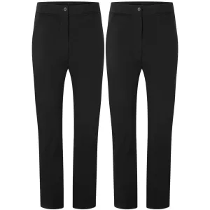 2 Pack Girls Half Elastic Pull Up School Sturdy Plus Fit Comfy Trousers Durable Uniform Pants-Girls School Pants in 2-Pack