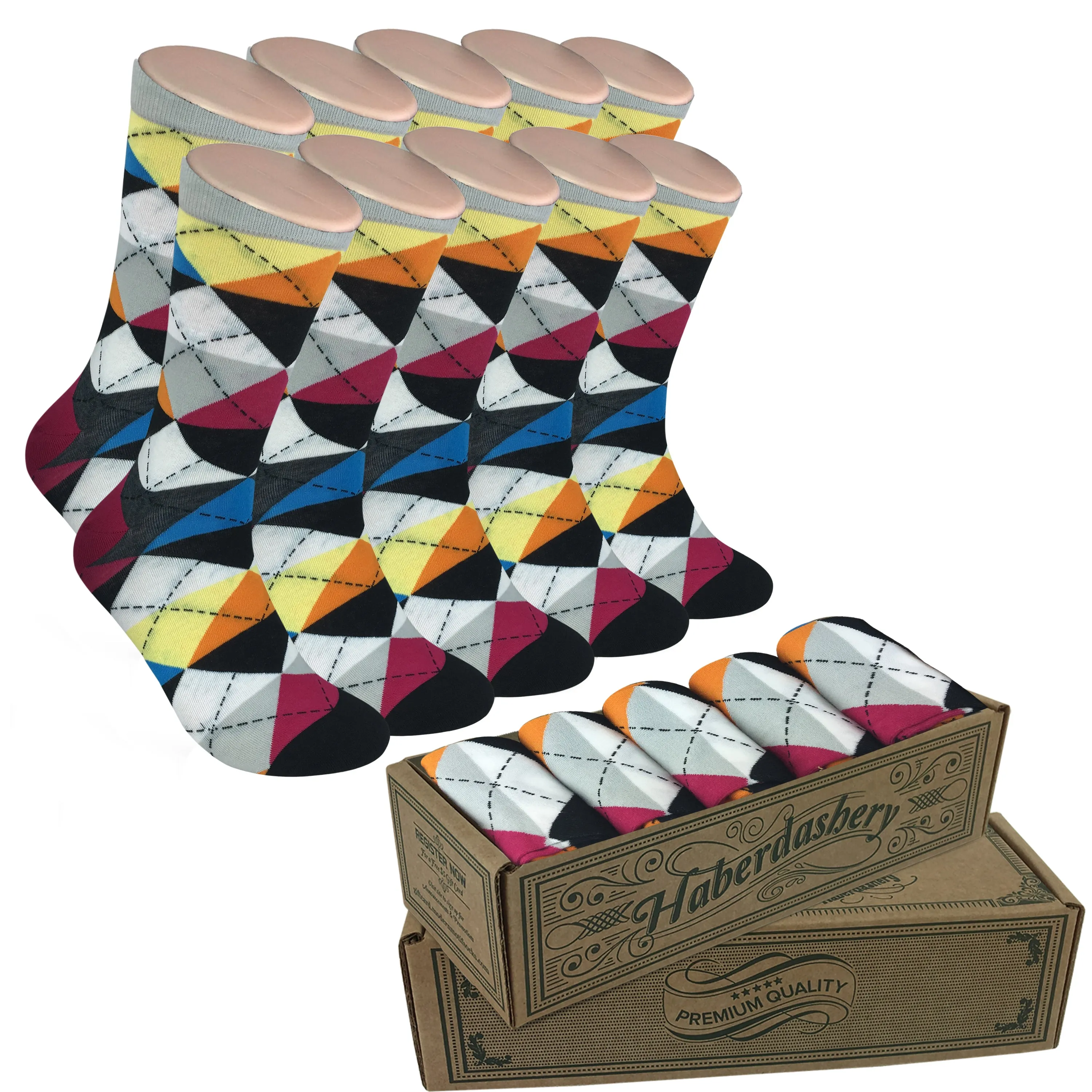 5 Pair Men Matching Fashion Dress Socks Gift Box-Groomsmen Weddings Party Socks