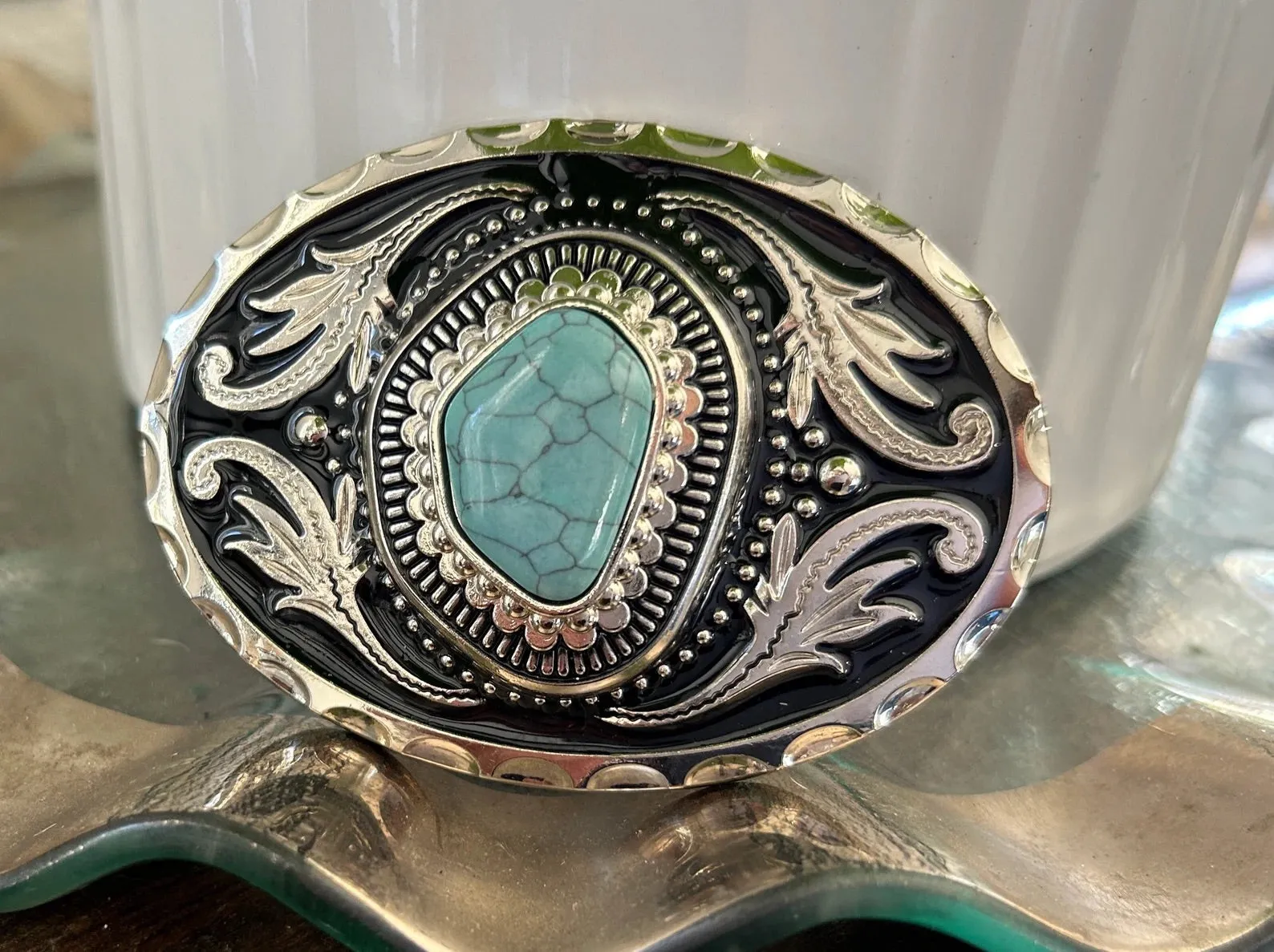 Asymmetrical Turquoise Belt Buckle