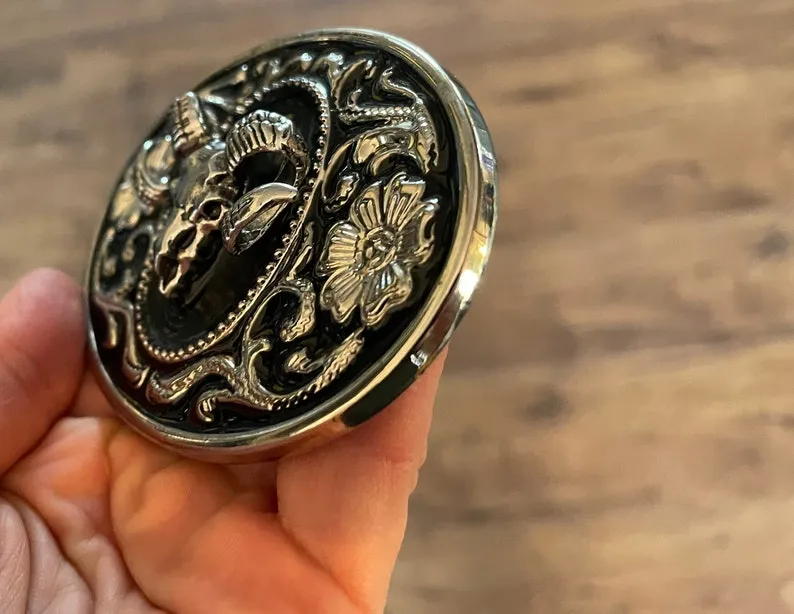 Bighorn Ram Skull Belt Buckle