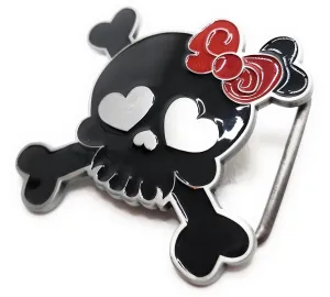 Black Heart Eyes Skull & Crossbones Belt Buckle Punk Goth