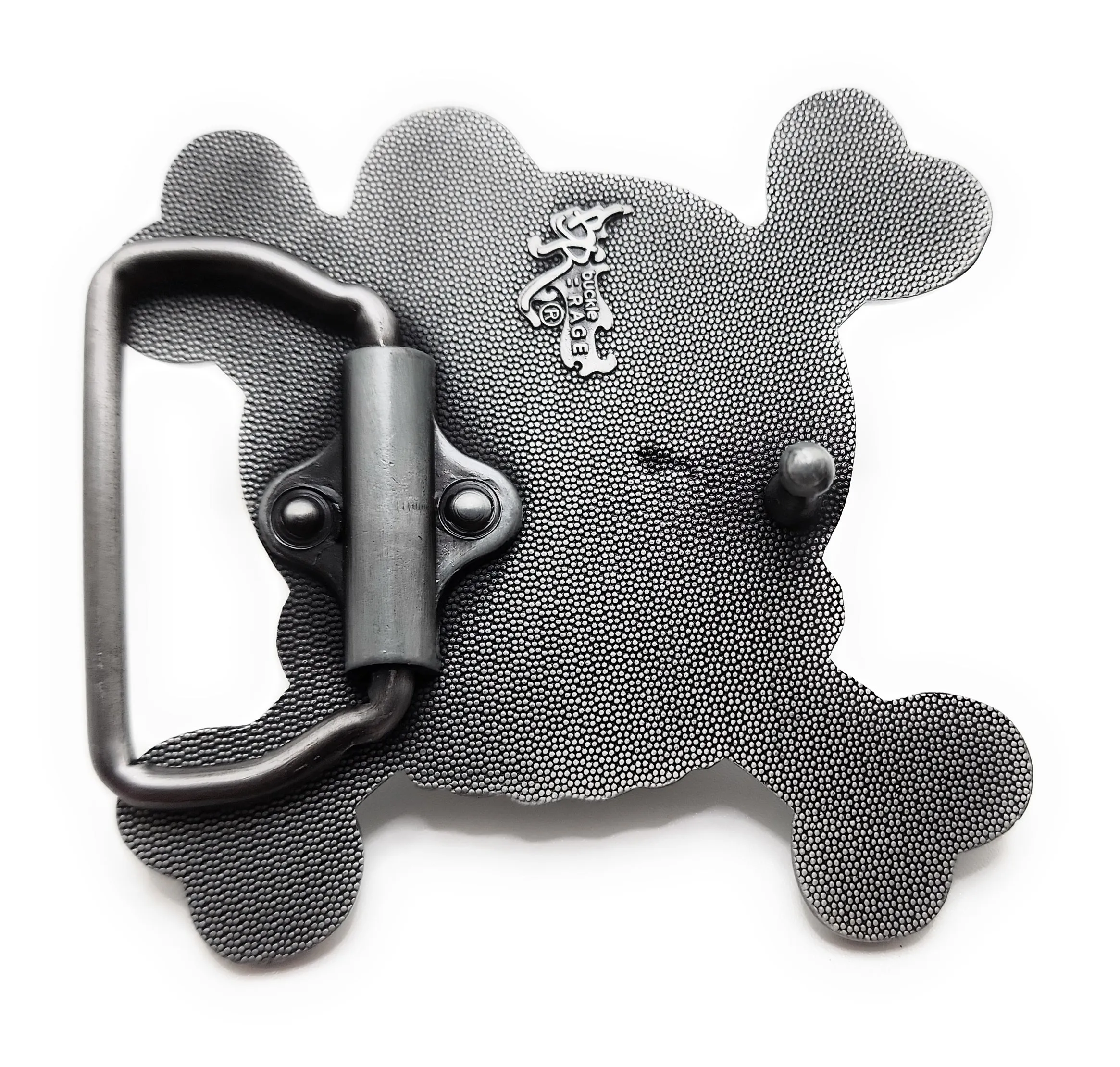 Black Heart Eyes Skull & Crossbones Belt Buckle Punk Goth