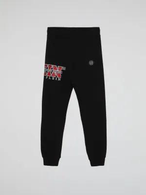 Black Studded Logo Jogging Trousers (Kids)