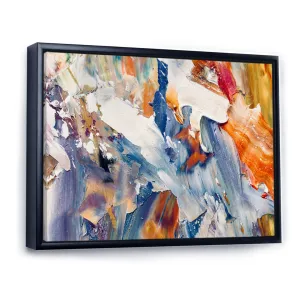 Colorful Abstract Painting Strokes XII - Print on Canvas Wrought Studio™ Size: 12" H x 20" W x 1" D Format: Black Floater Framed
