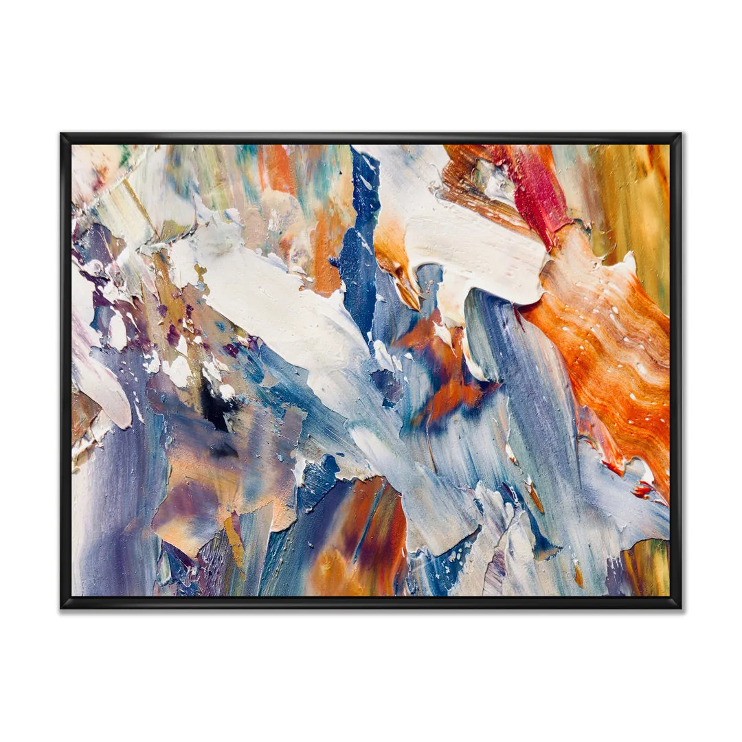 Colorful Abstract Painting Strokes XII - Print on Canvas Wrought Studio™ Size: 12" H x 20" W x 1" D Format: Black Floater Framed