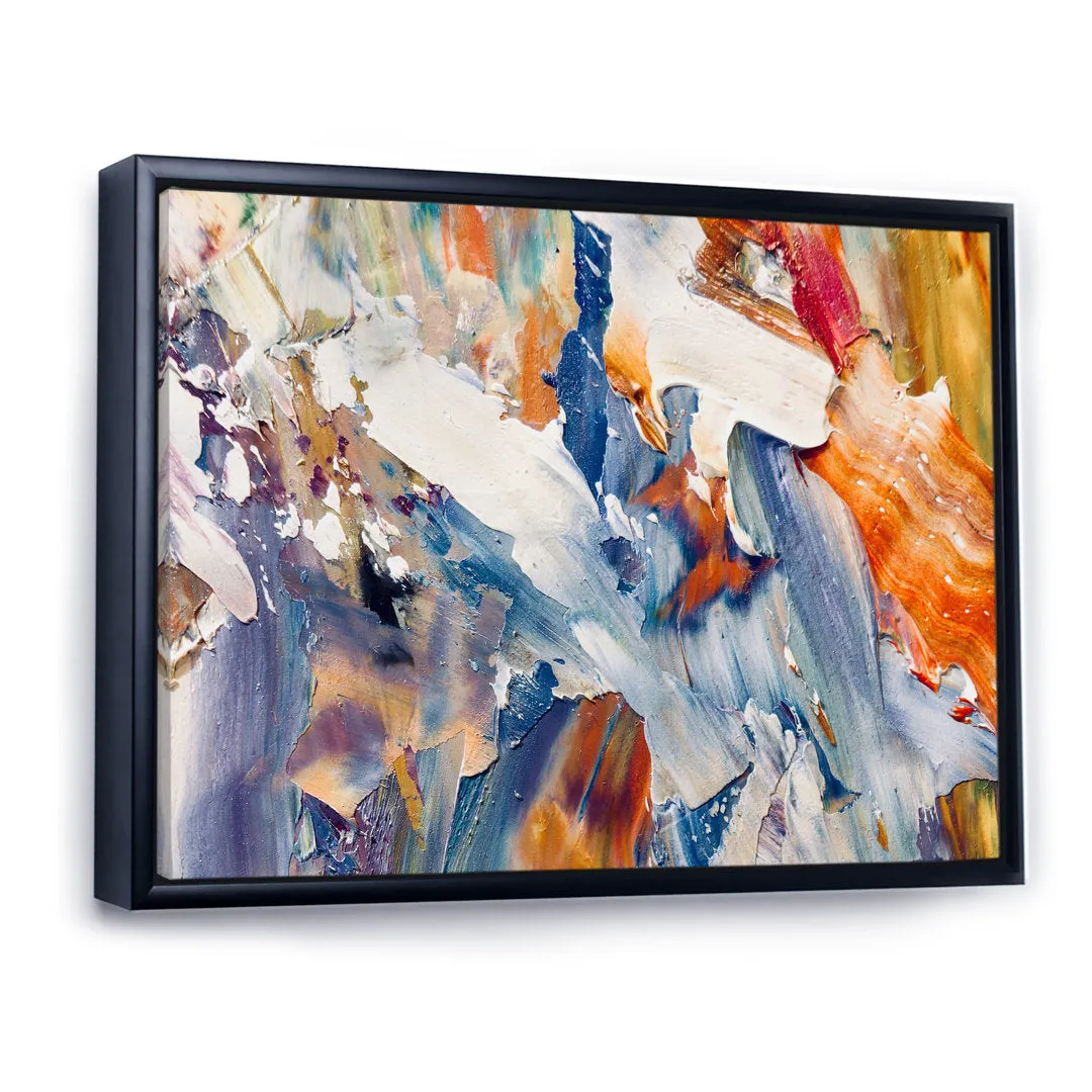 Colorful Abstract Painting Strokes XII - Print on Canvas Wrought Studio™ Size: 12" H x 20" W x 1" D Format: Black Floater Framed