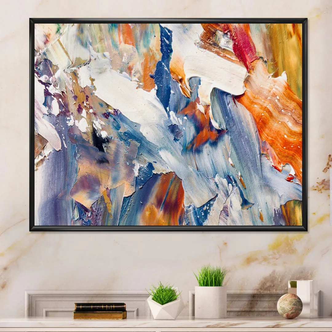 Colorful Abstract Painting Strokes XII - Print on Canvas Wrought Studio™ Size: 12" H x 20" W x 1" D Format: Black Floater Framed