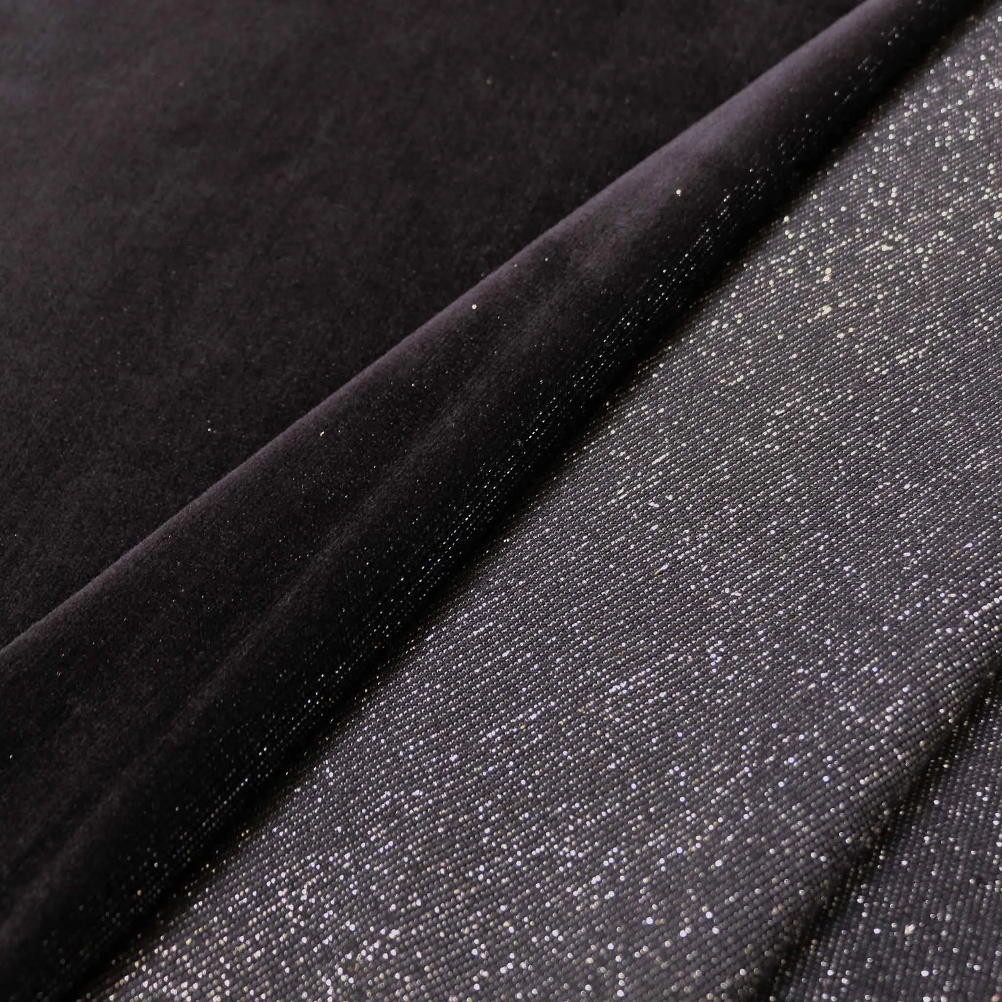 Cotton Velour fabric - Black, silver