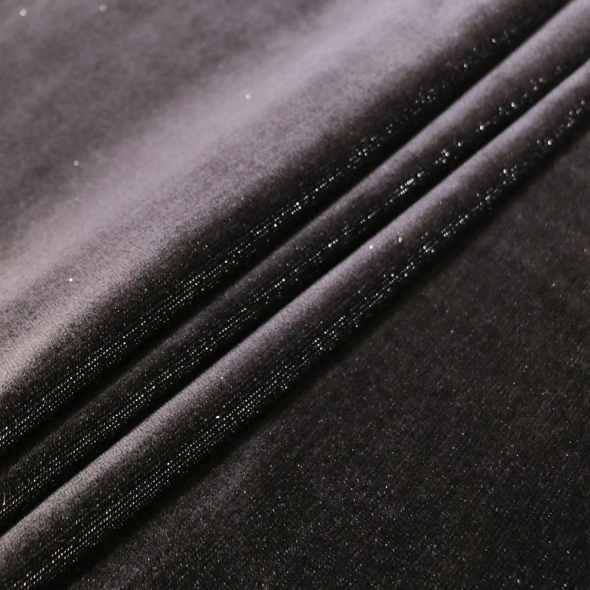 Cotton Velour fabric - Black, silver