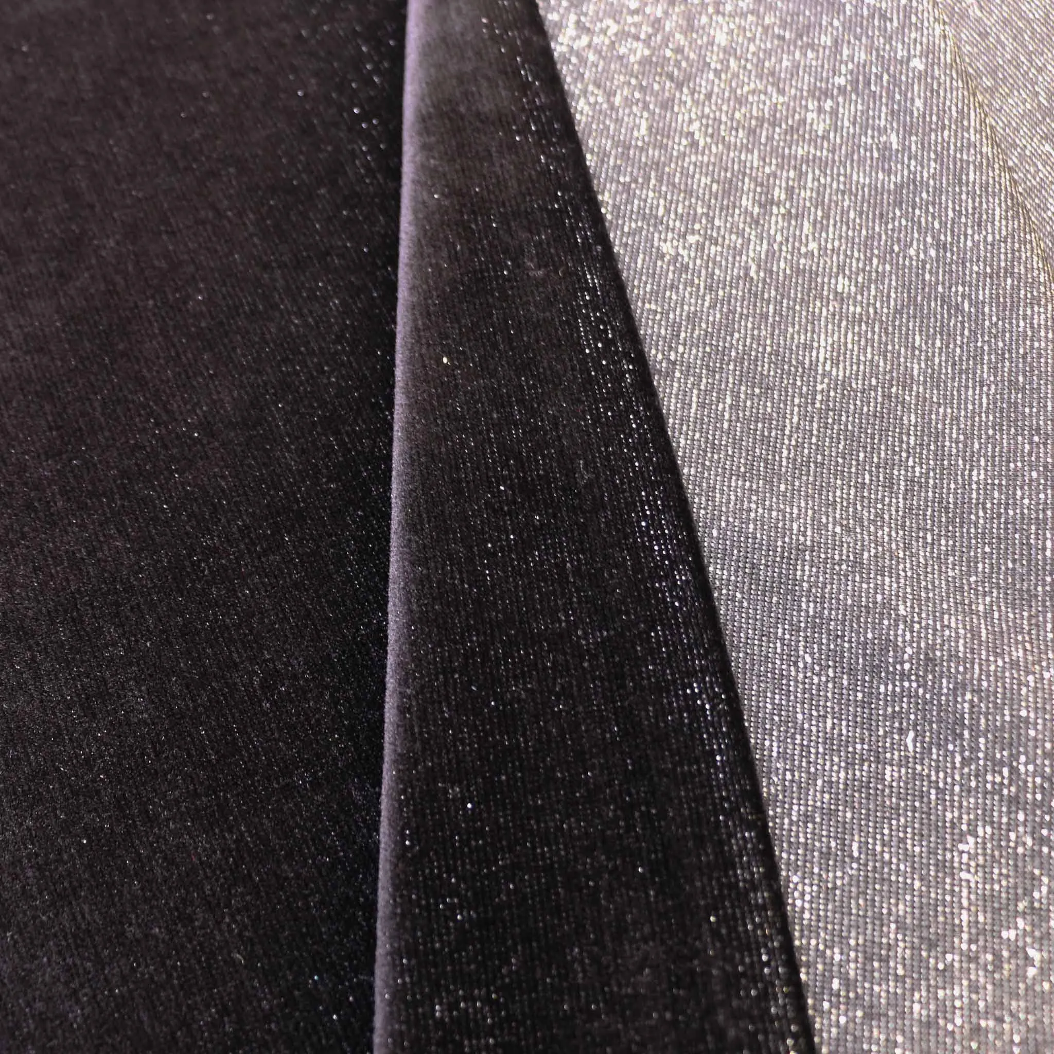 Cotton Velour fabric - Black, silver