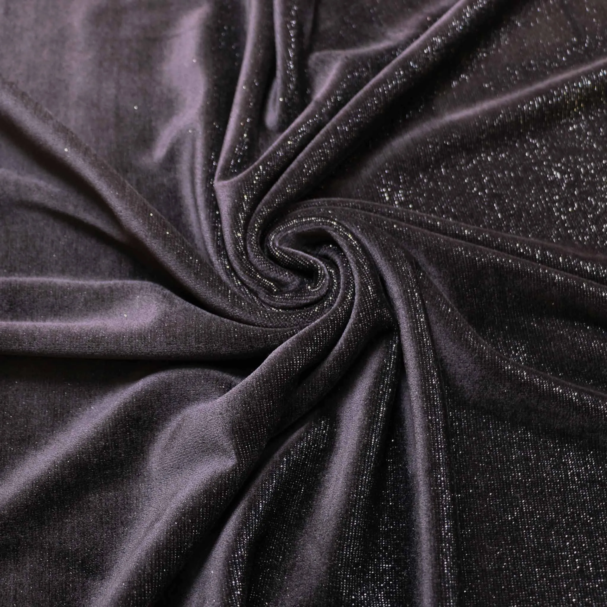Cotton Velour fabric - Black, silver