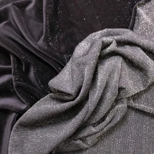 Cotton Velour fabric - Black, silver