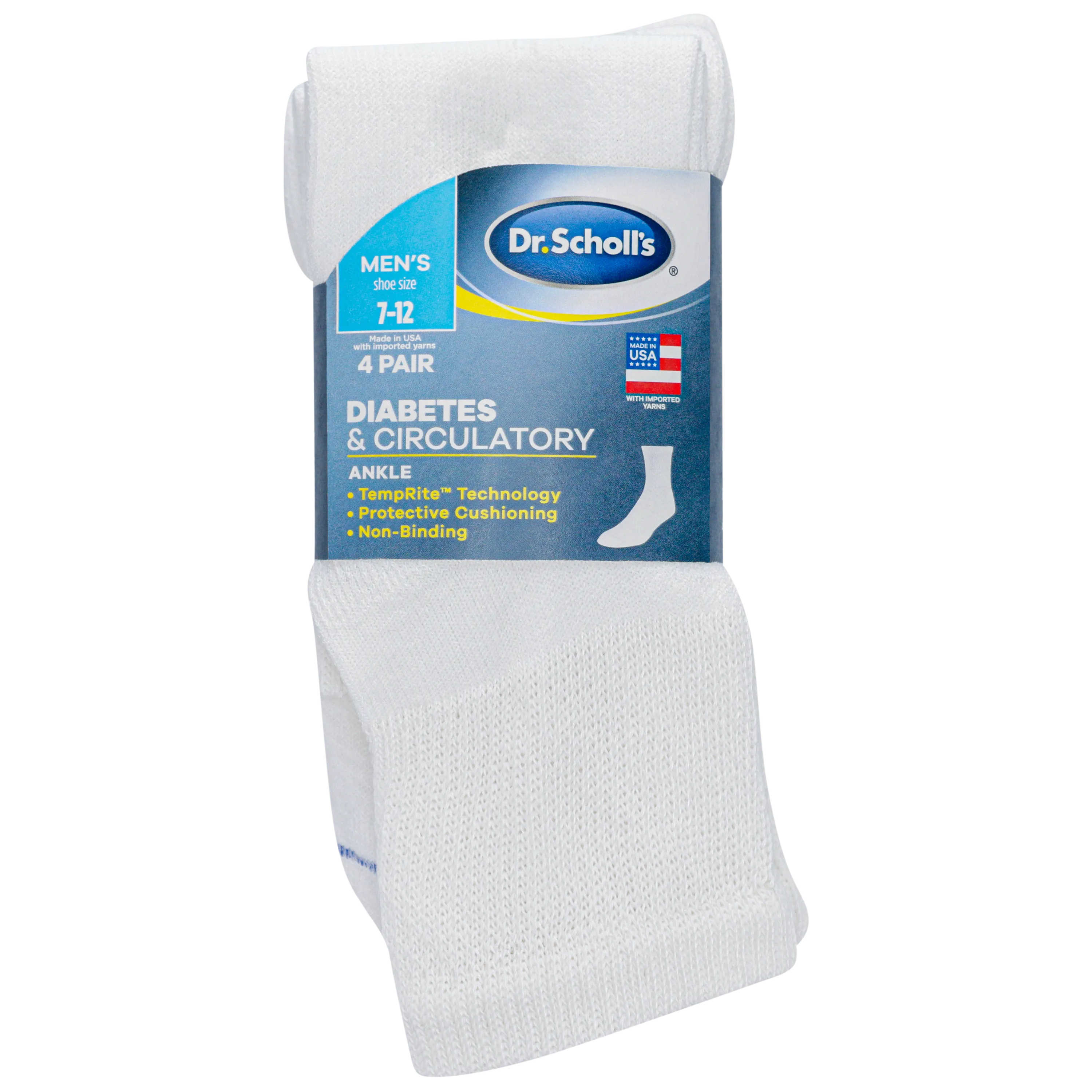 Dr. Scholl's Men's Diabetes & Circulatory Quarter Socks 4 Pair