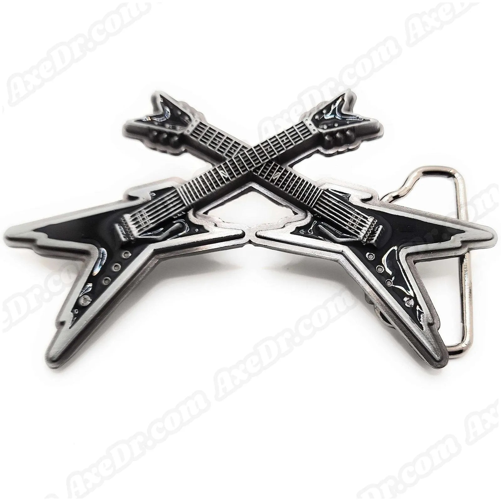 Dual Guitars Black Belt Buckle / Crossed Guitars Belt Buckle