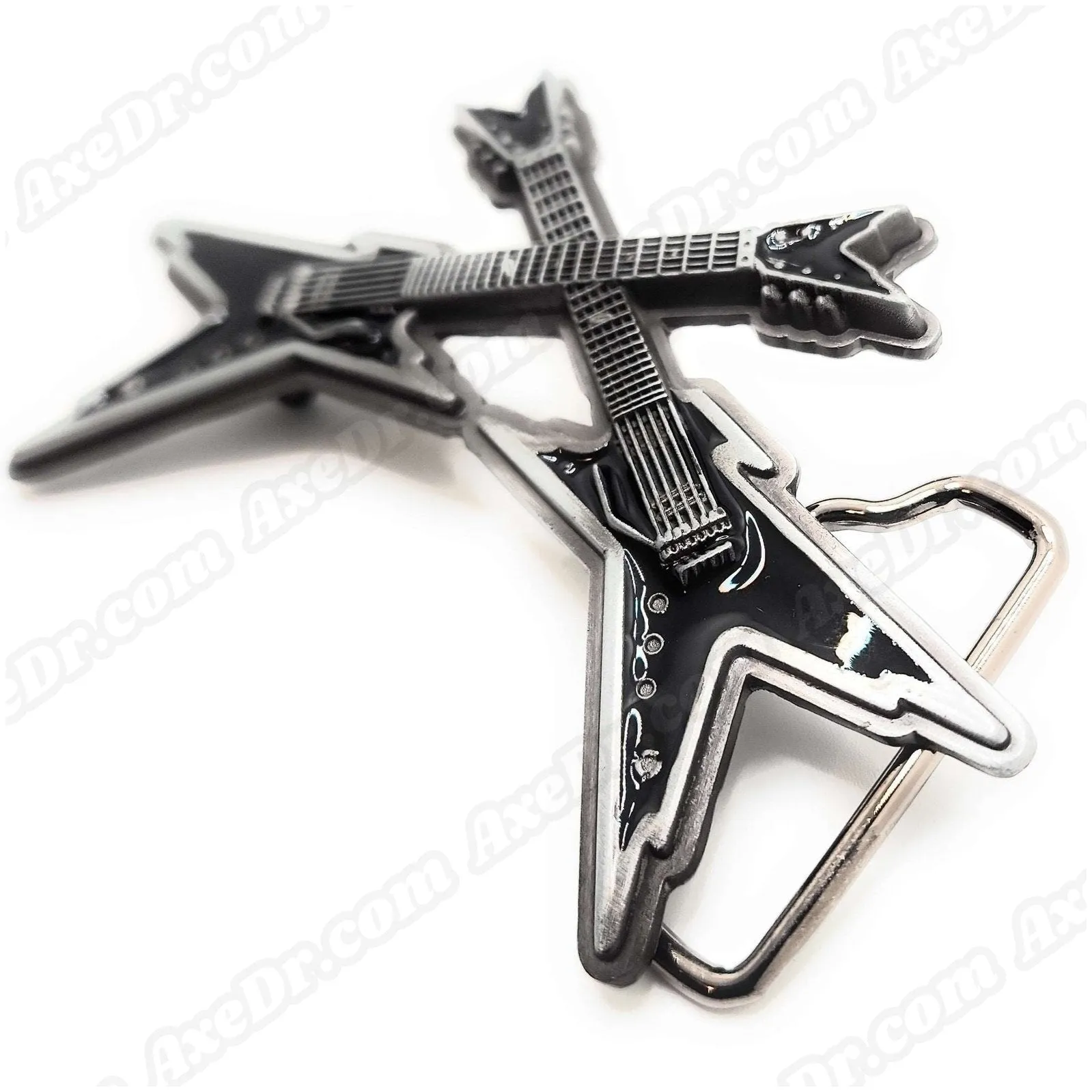 Dual Guitars Black Belt Buckle / Crossed Guitars Belt Buckle