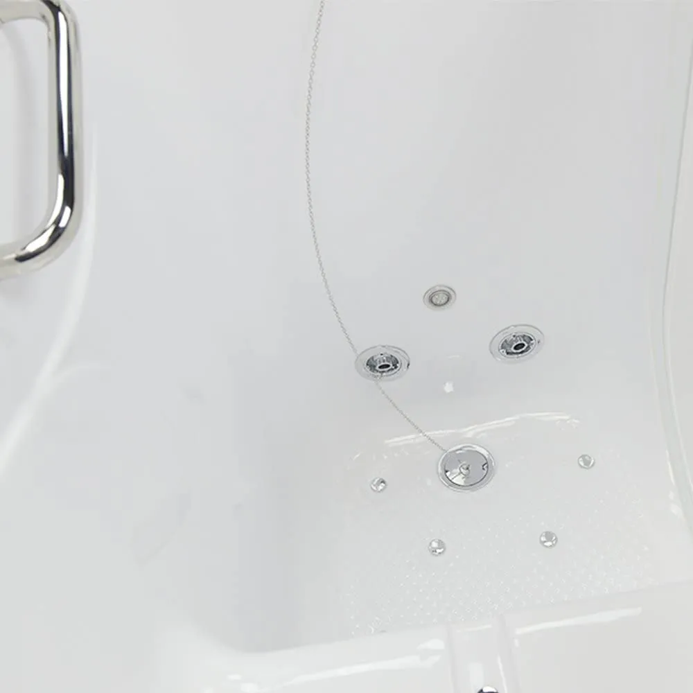 Ella's OA3052DH-L-D Capri Air and Hydro Massage Acrylic Walk-in Bathtub, Outward Swing Door, Thermostatic Faucet, Digital Control, Heated Seat, Left 2" Drain, 30"x 52", White
