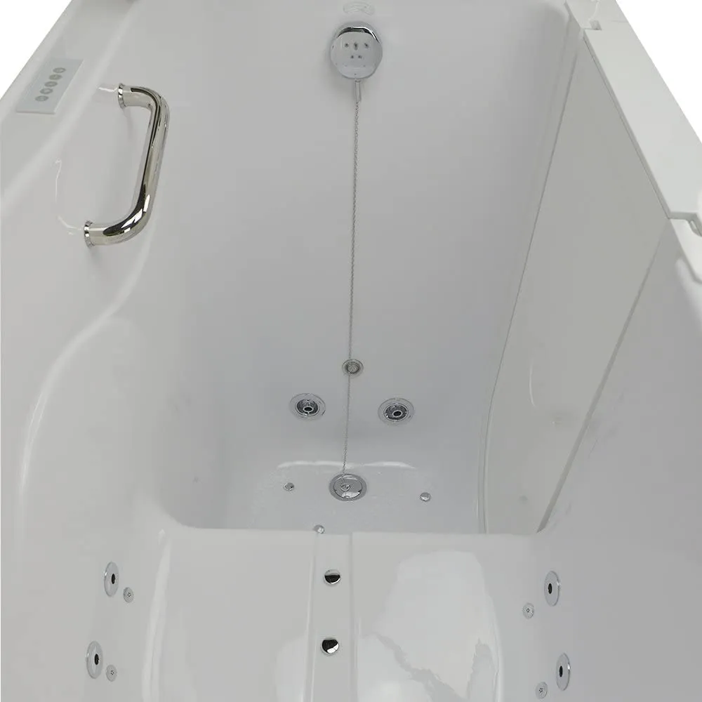 Ella's OA3052DH-L-D Capri Air and Hydro Massage Acrylic Walk-in Bathtub, Outward Swing Door, Thermostatic Faucet, Digital Control, Heated Seat, Left 2" Drain, 30"x 52", White