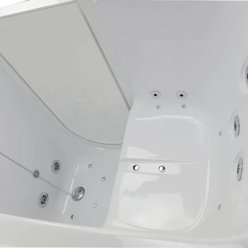 Ella's OA3052DH-L-D Capri Air and Hydro Massage Acrylic Walk-in Bathtub, Outward Swing Door, Thermostatic Faucet, Digital Control, Heated Seat, Left 2" Drain, 30"x 52", White