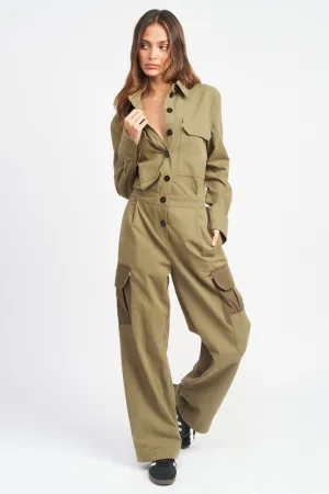 Emory Park BUTTON DOWN CARGO JUMPSUIT