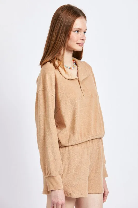 Emory Park BUTTON UP COLLARED TOP