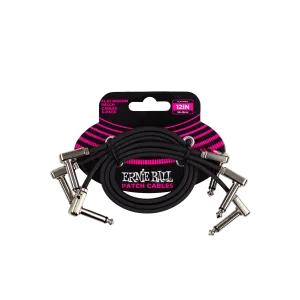 Ernie Ball 12” Flat Ribbon Patch Cable 3-Pack