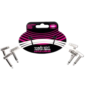 Ernie Ball 6” White Flat Ribbon Patch Cable 3-Pack