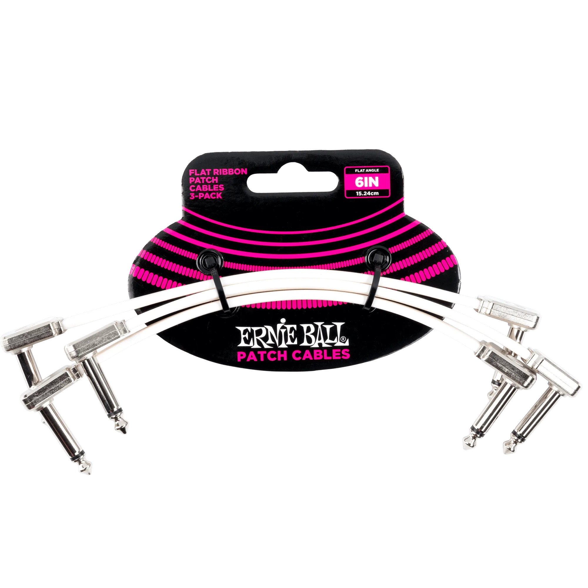 Ernie Ball 6” White Flat Ribbon Patch Cable 3-Pack