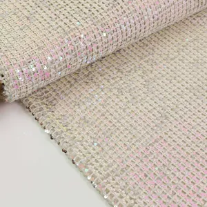 Fishnet Sequin Fabric - White, Iridescent