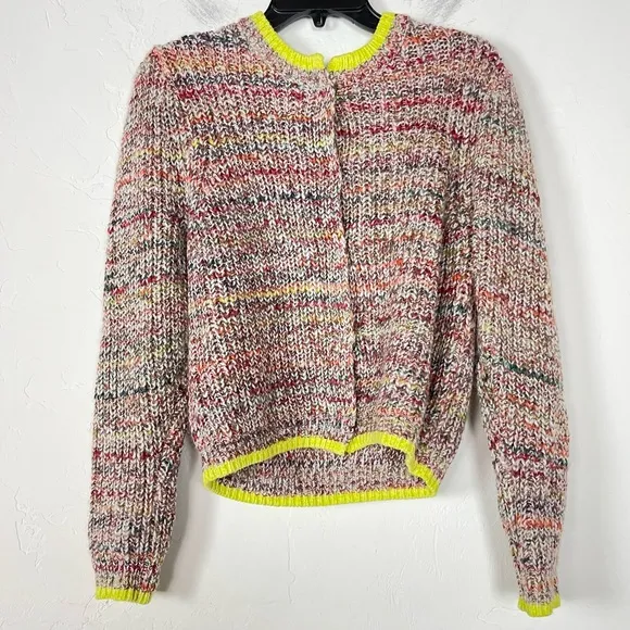 Free People Sweater Cardigan Button‎ Down Heather Rainbow Chunky Knit Loomed