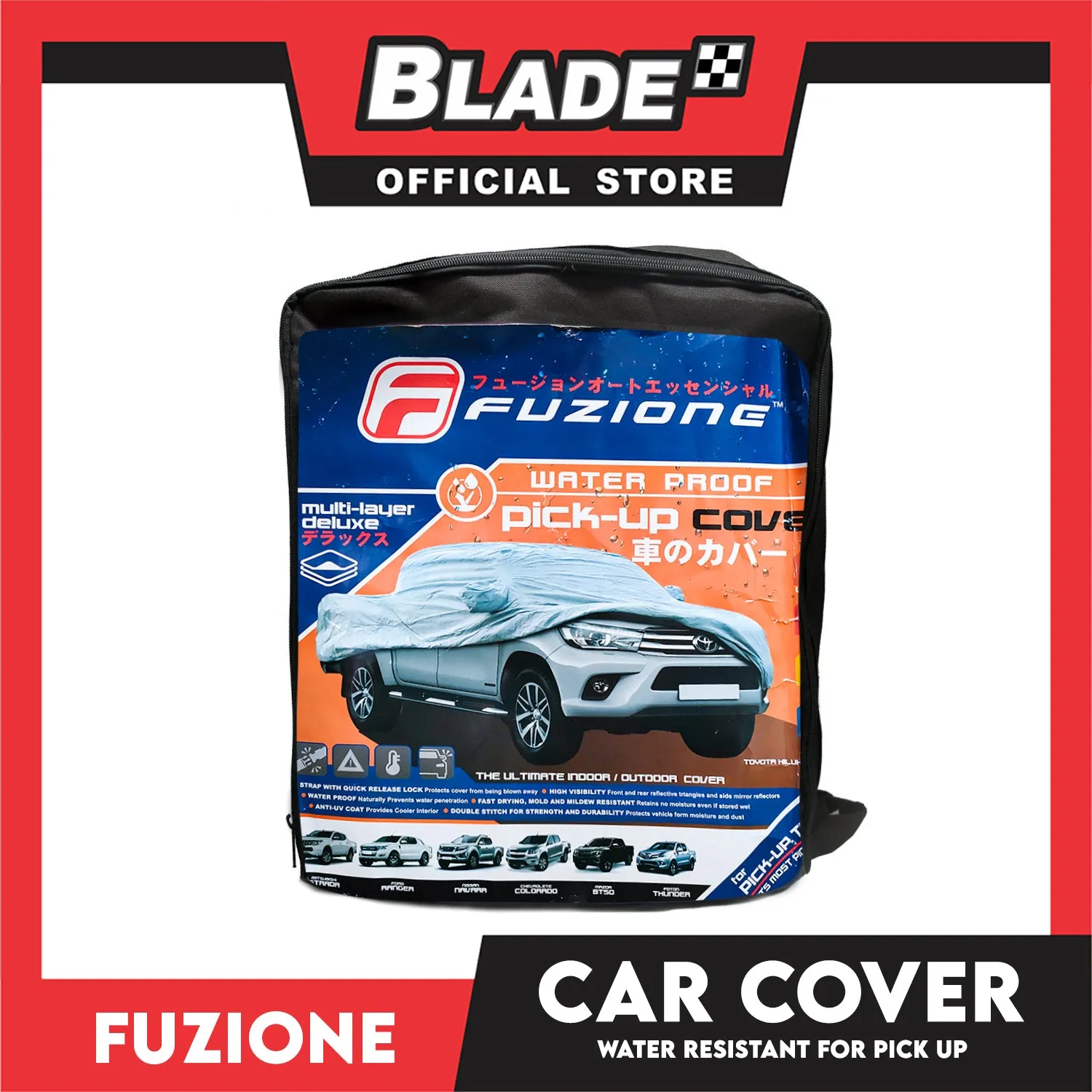 Fuzion Car Cover Water Proof For Pick-Up (FCC-WRPU) Multi-Layer Deluxe, Fits Most Pick-up Trucks, Indoor And Outdoor Car Cover