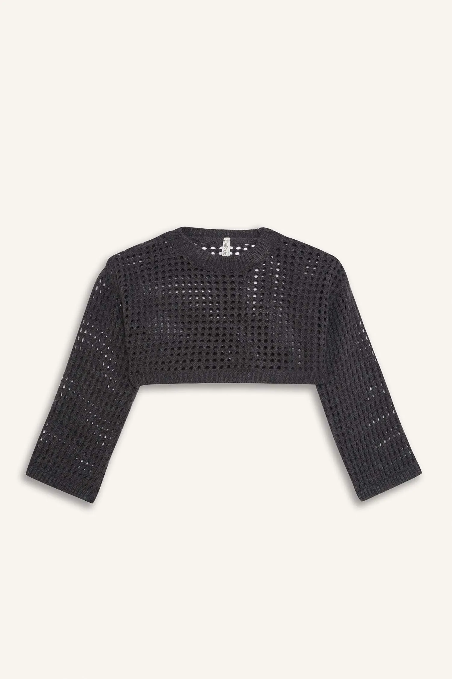 Girl Crew Neck Openwork Crop Pullover