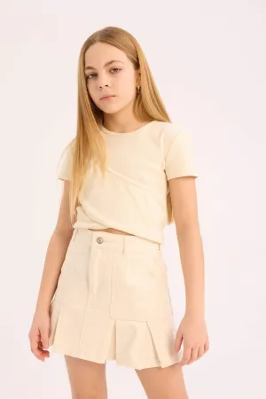 Girl Slim Fit Crew Neck Short Sleeve T-Shirt