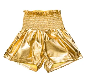 Girls Gold Metallic Swing Kid Shorts