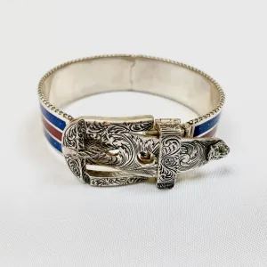 Gucci Garden Metal Striped Buckle Bracelet in Sterling Silver