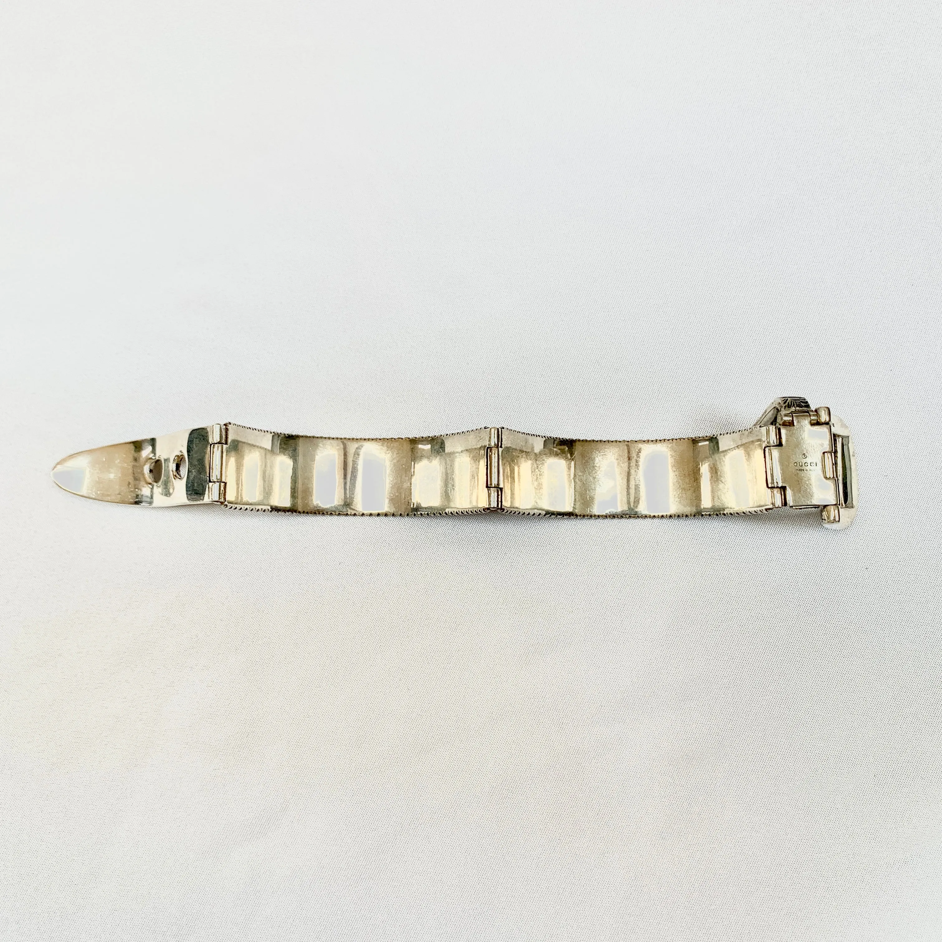 Gucci Garden Metal Striped Buckle Bracelet in Sterling Silver
