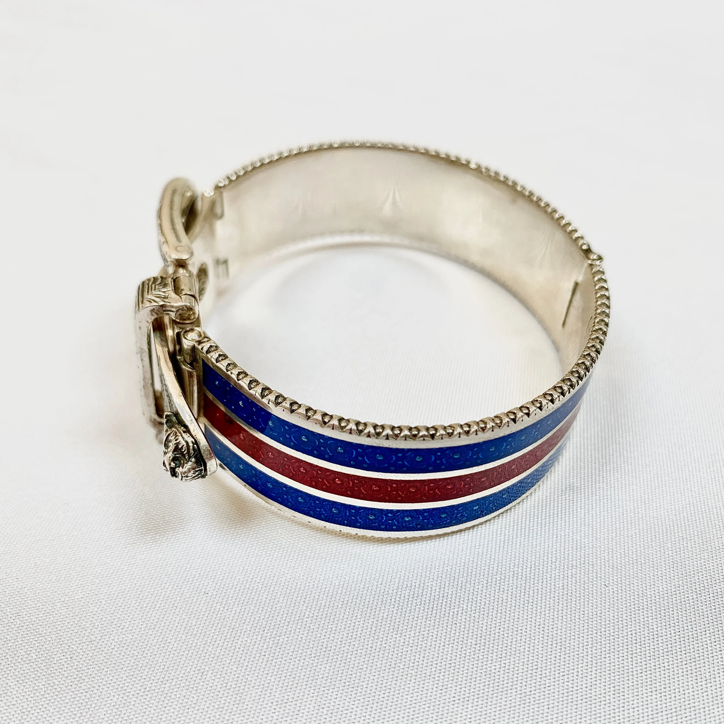Gucci Garden Metal Striped Buckle Bracelet in Sterling Silver