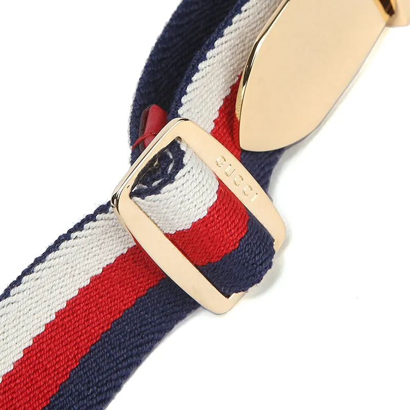 Gucci Sylvie Web Belt with Square Buckle in Blue, White, and Red
