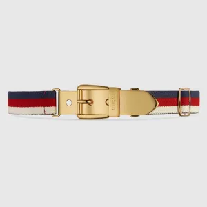 Gucci Sylvie Web Belt with Square Buckle in Blue, White, and Red