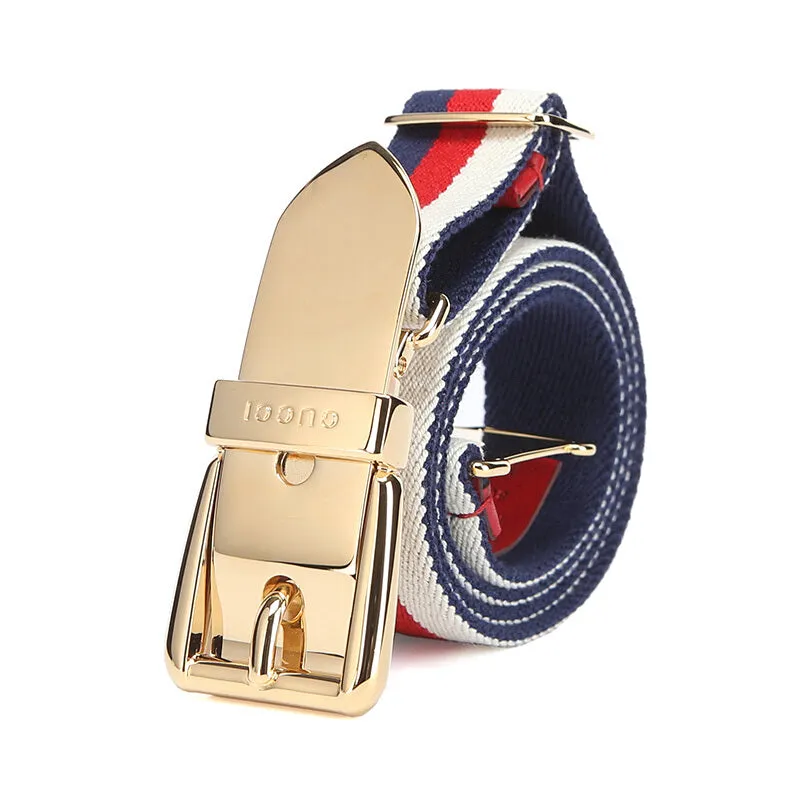 Gucci Sylvie Web Belt with Square Buckle in Blue, White, and Red