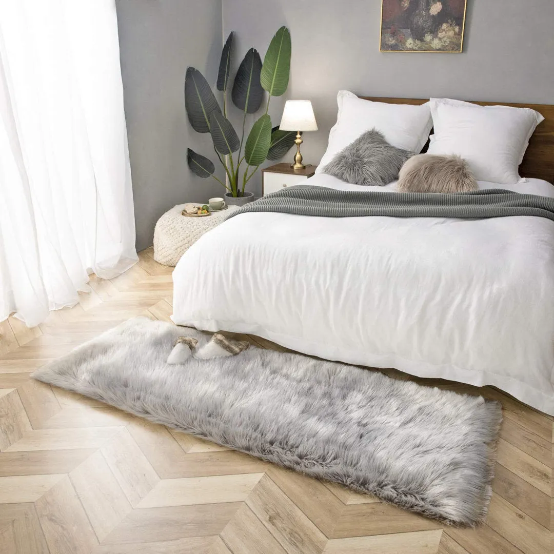 Haja Handmade Shag Faux Sheepskin Gray Area Rug Everly Quinn Rug Size: Runner 2' x 5'
