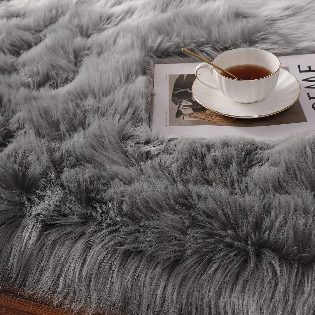 Haja Handmade Shag Faux Sheepskin Gray Area Rug Everly Quinn Rug Size: Runner 2' x 5'