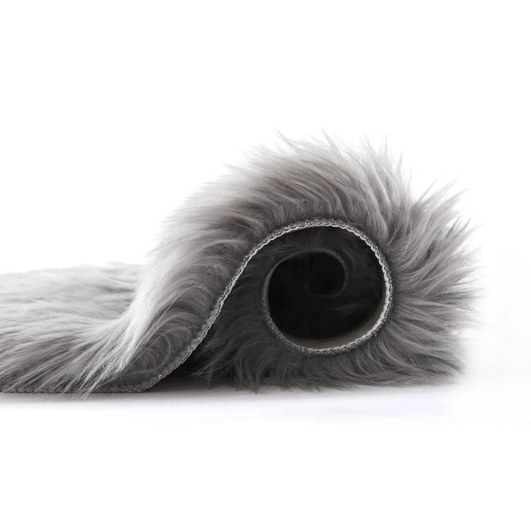 Haja Handmade Shag Faux Sheepskin Gray Area Rug Everly Quinn Rug Size: Runner 2' x 5'
