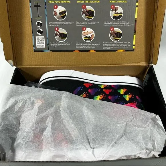 Heelys - Girl's Pro 20 X2 Black/Rainbow Skate Sneaker - Size 6 Big Kid
