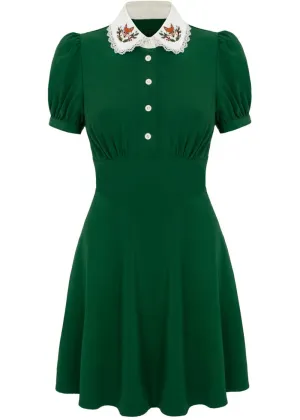 Hell Bunny Basil Fox Mini Dress Green