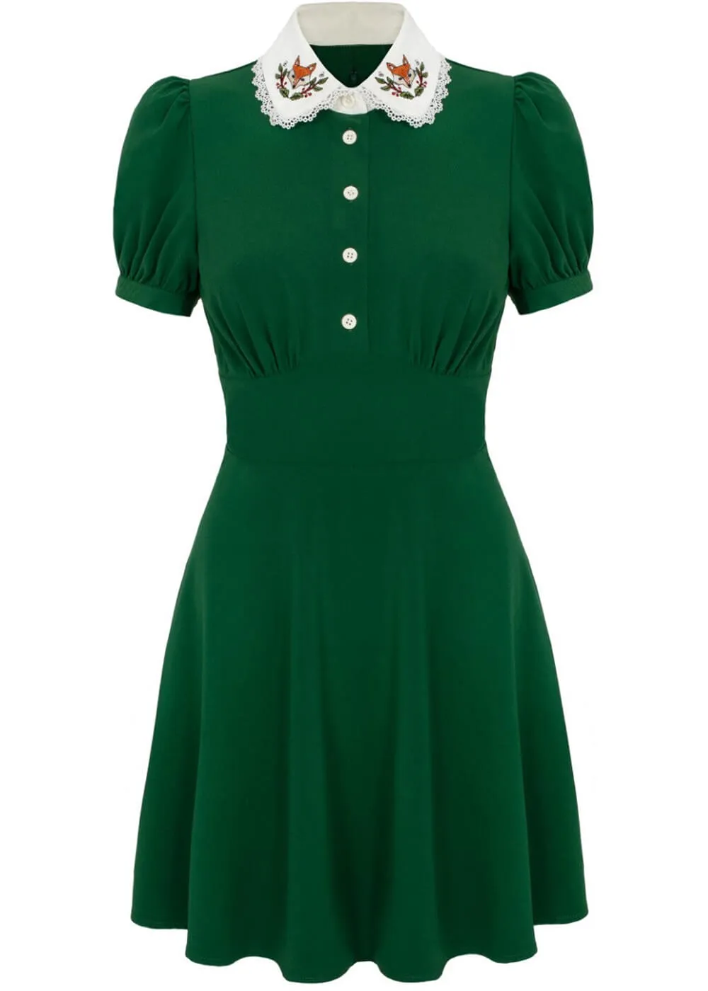 Hell Bunny Basil Fox Mini Dress Green
