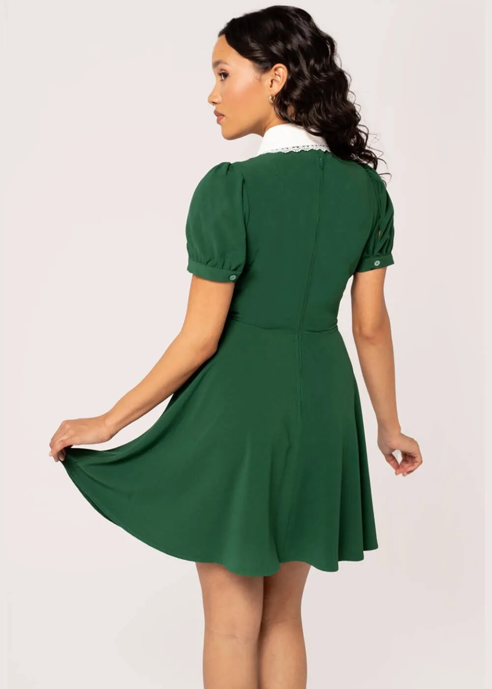 Hell Bunny Basil Fox Mini Dress Green